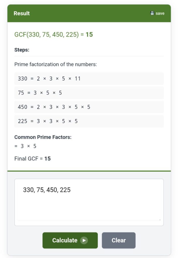 Greatest Common Factor Calculator